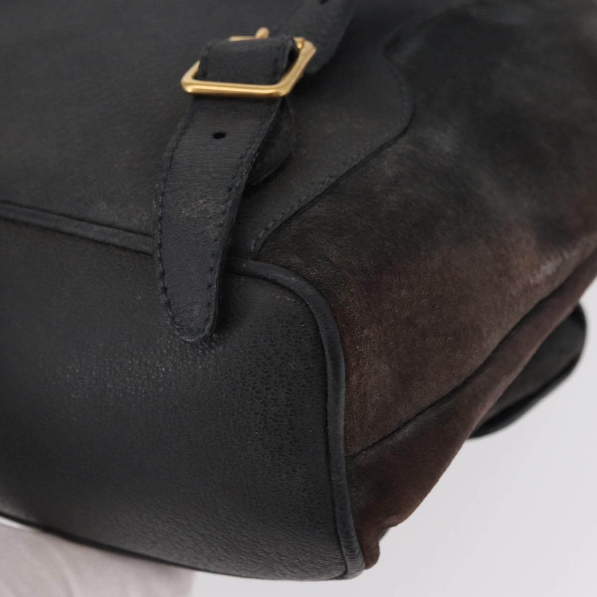 GUCCI Bamboo Backpack Suede Navy Gold 003 2058 0016 Auth 152850