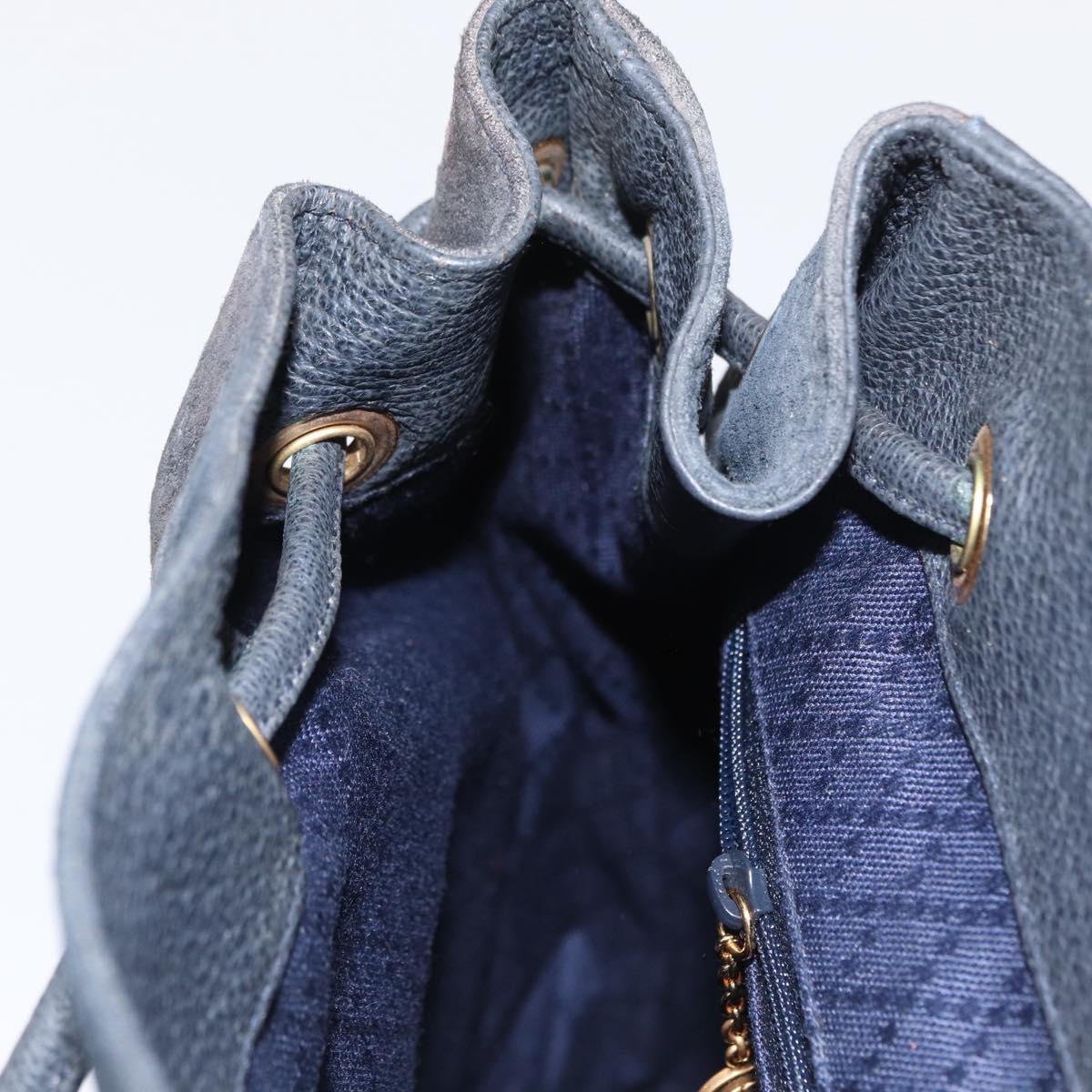 GUCCI Bamboo Backpack Suede Navy Gold 003 2058 0016 Auth 152850