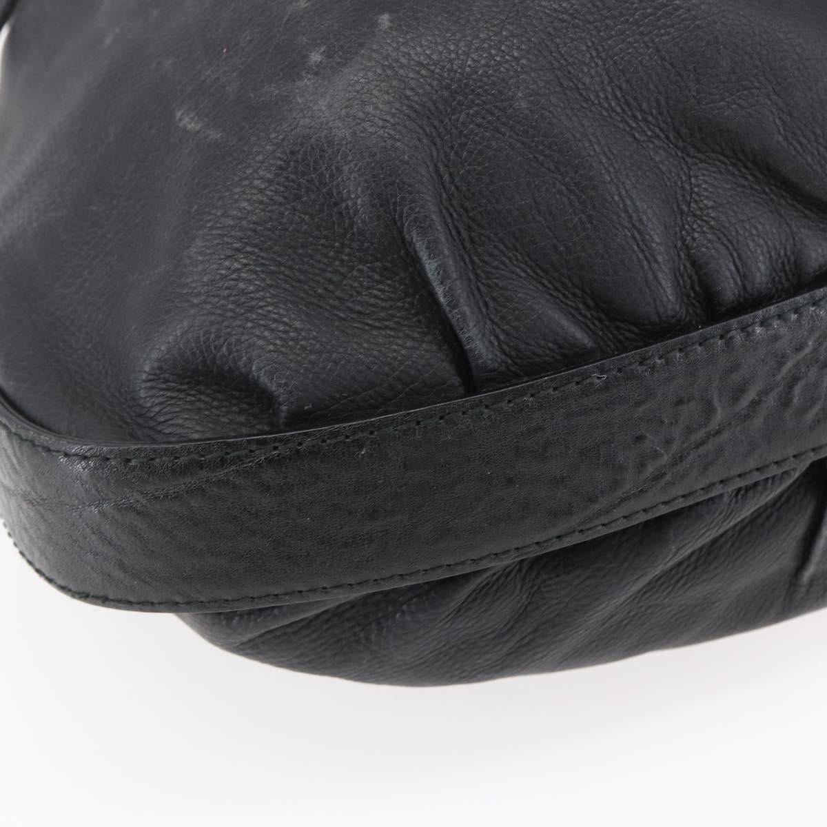 GUCCI Interlocking Shoulder Bag Leather Black Gold 223951 Auth 152851