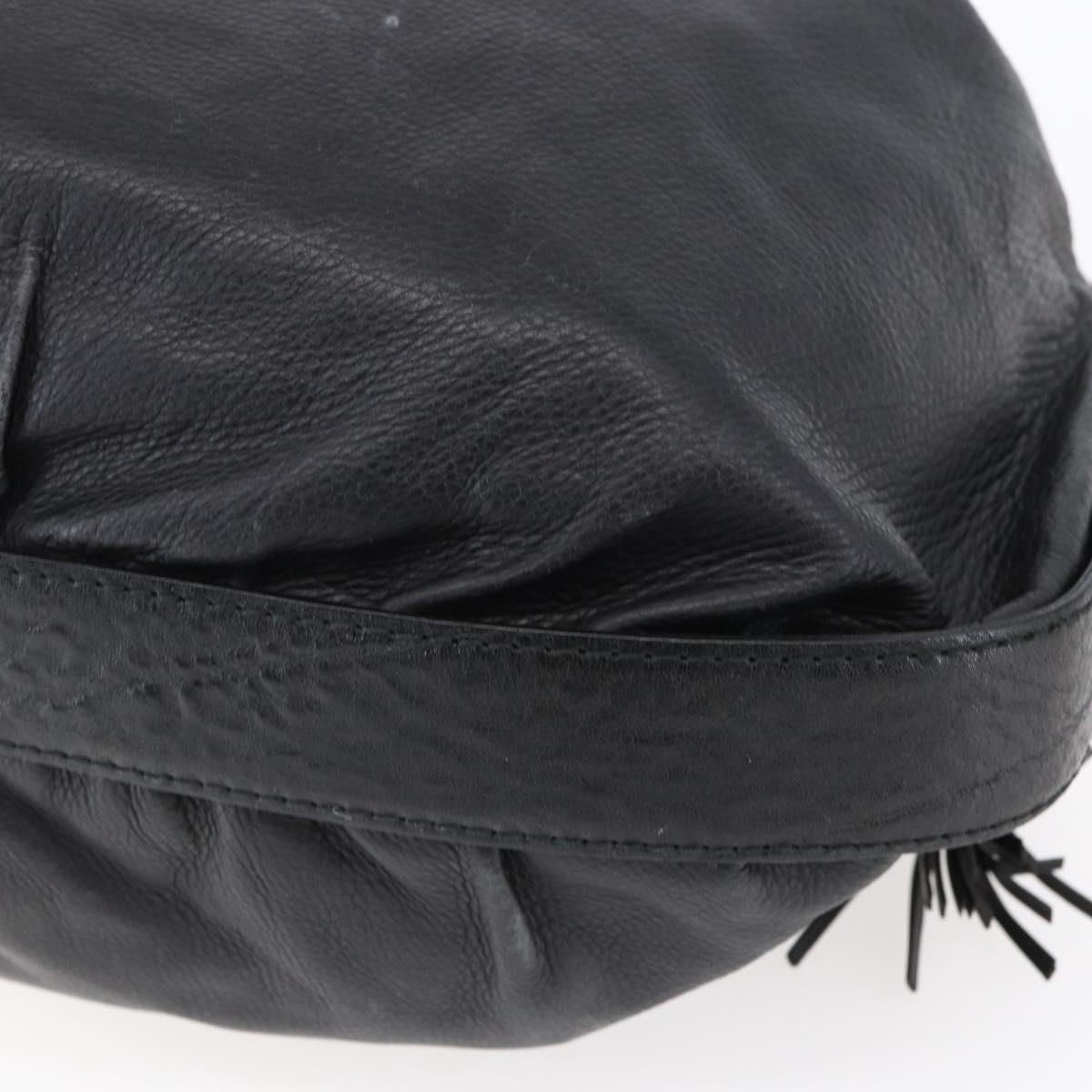 GUCCI Interlocking Shoulder Bag Leather Black Gold 223951 Auth 152851