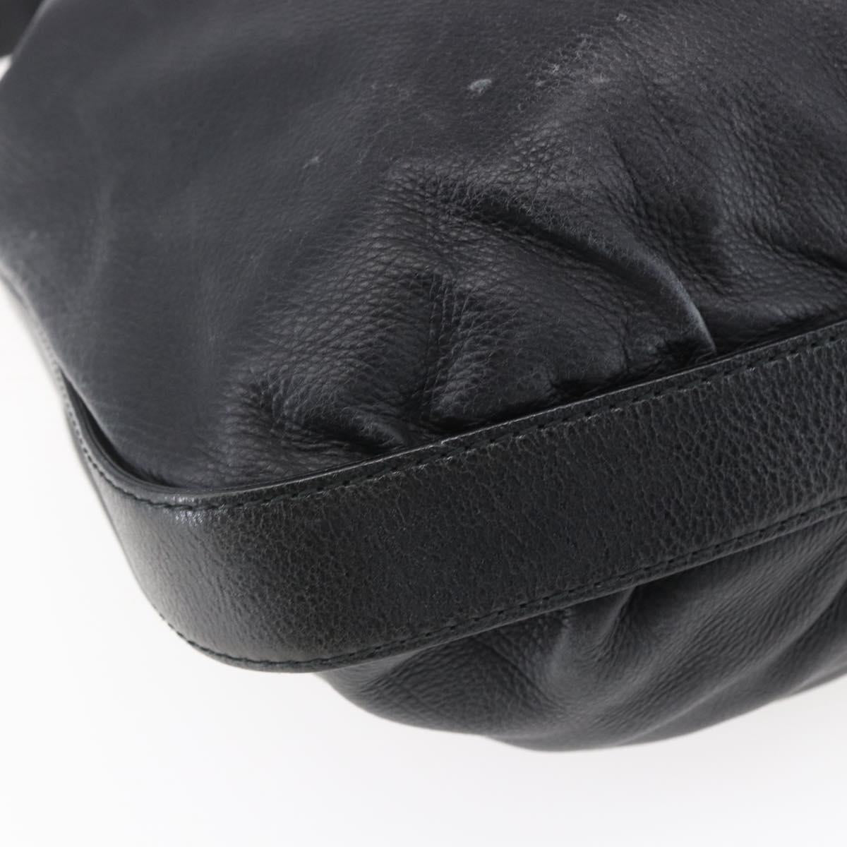 GUCCI Interlocking Shoulder Bag Leather Black Gold 223951 Auth 152851