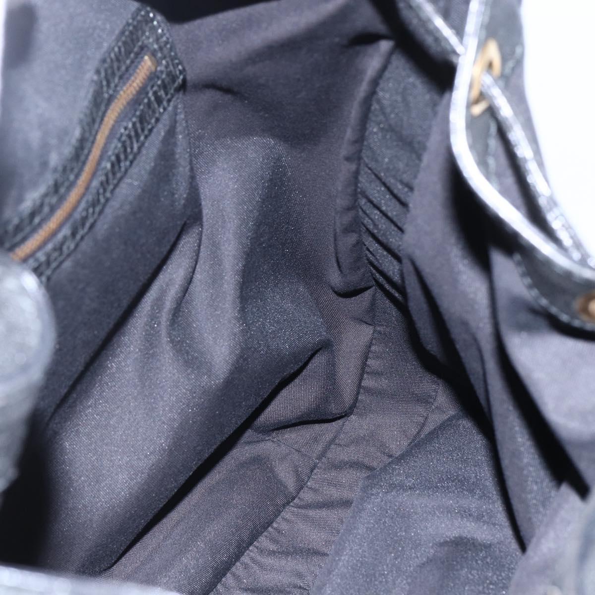 GUCCI Interlocking Shoulder Bag Leather Black Gold 223951 Auth 152851