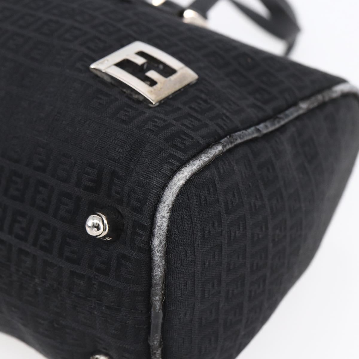 FENDI Zucchino Canvas Hand Bag Black Silver Auth 152852