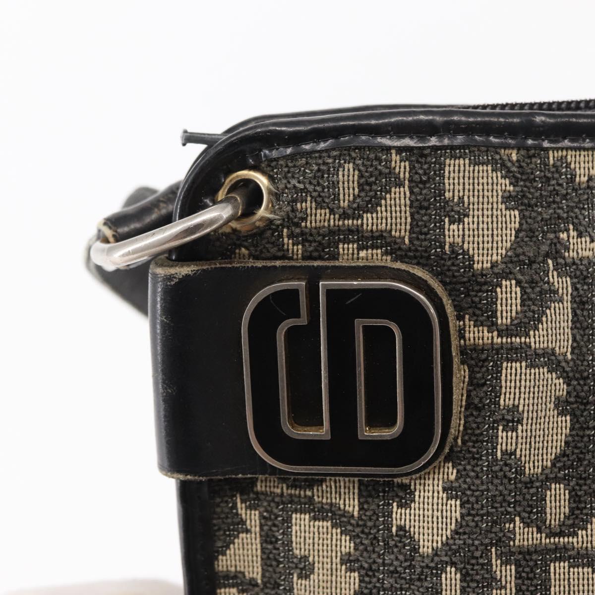 Christian Dior Trotter Canvas Shoulder Bag Black Silver Auth 152860