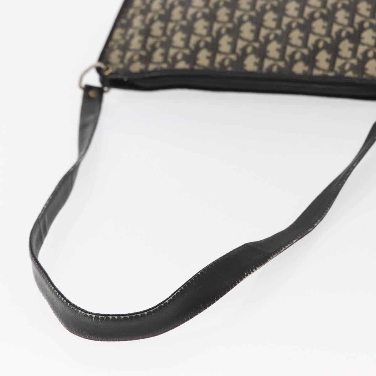 Christian Dior Trotter Canvas Shoulder Bag Black Silver Auth 152860