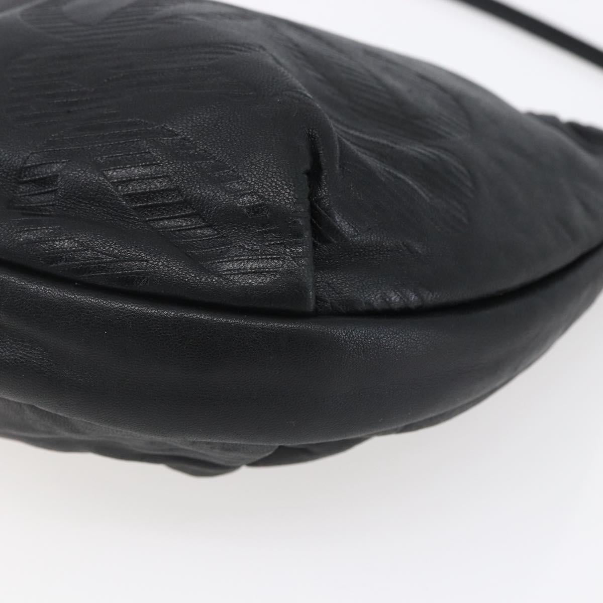 LOEWE Anagram Shoulder Bag Leather Black Silver Auth 152861