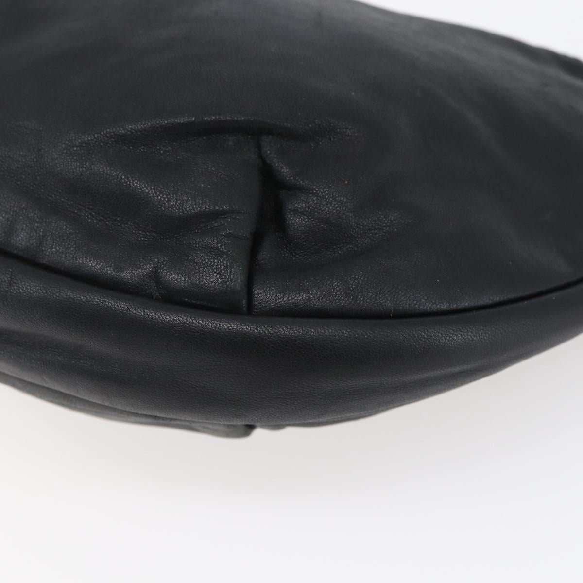 LOEWE Anagram Shoulder Bag Leather Black Silver Auth 152861