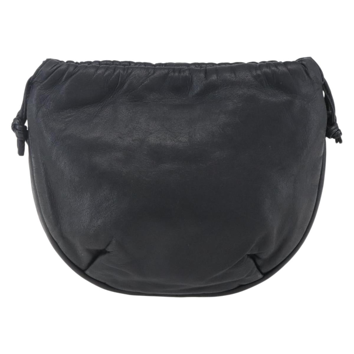 LOEWE Anagram Shoulder Bag Leather Black Silver Auth 152861