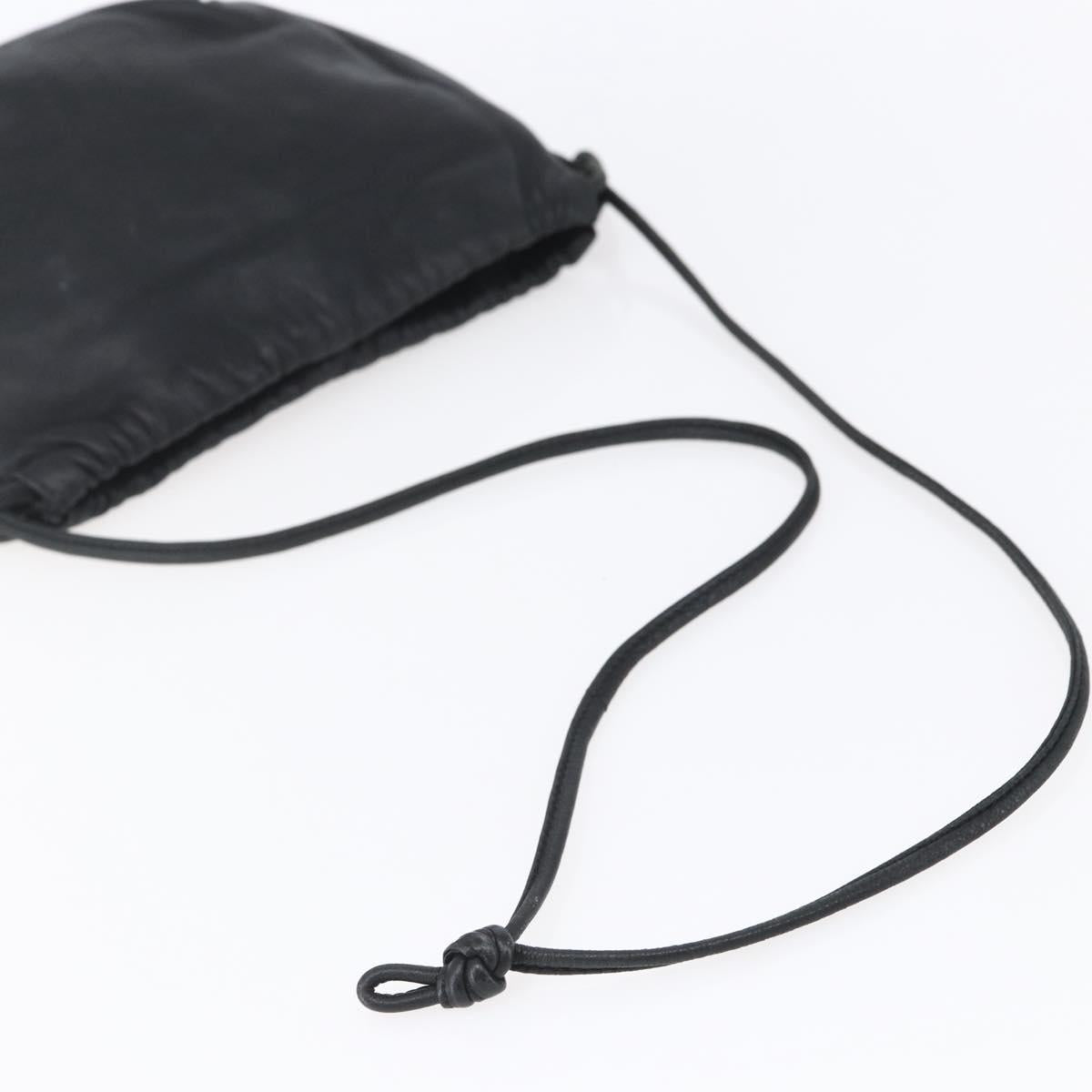 LOEWE Anagram Shoulder Bag Leather Black Silver Auth 152861