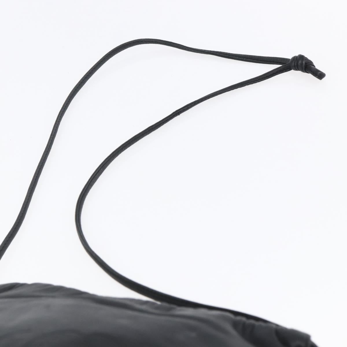 LOEWE Anagram Shoulder Bag Leather Black Silver Auth 152861