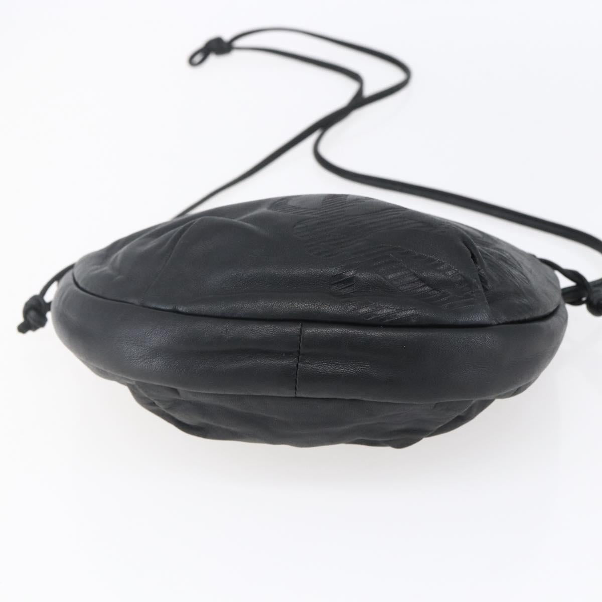 LOEWE Anagram Shoulder Bag Leather Black Silver Auth 152861