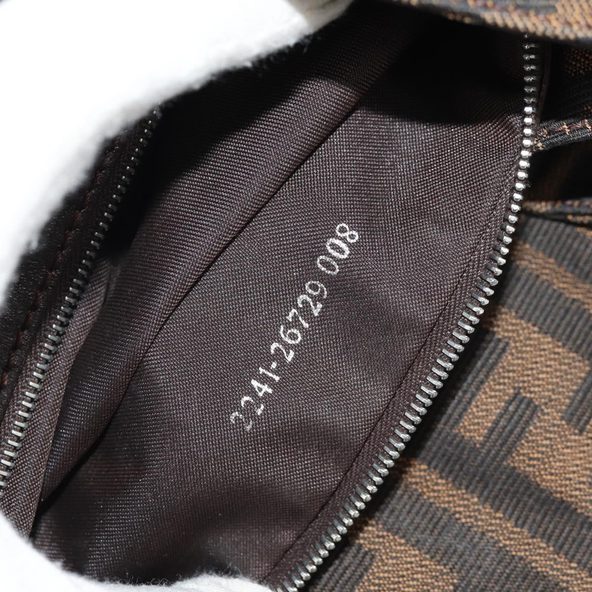 FENDI Zucca Canvas Mamma Baguette Shoulder Bag Black Brown Auth 152862V