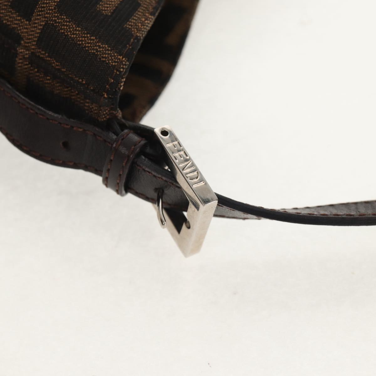 FENDI Zucca Canvas Mamma Baguette Shoulder Bag Black Brown Auth 152862V