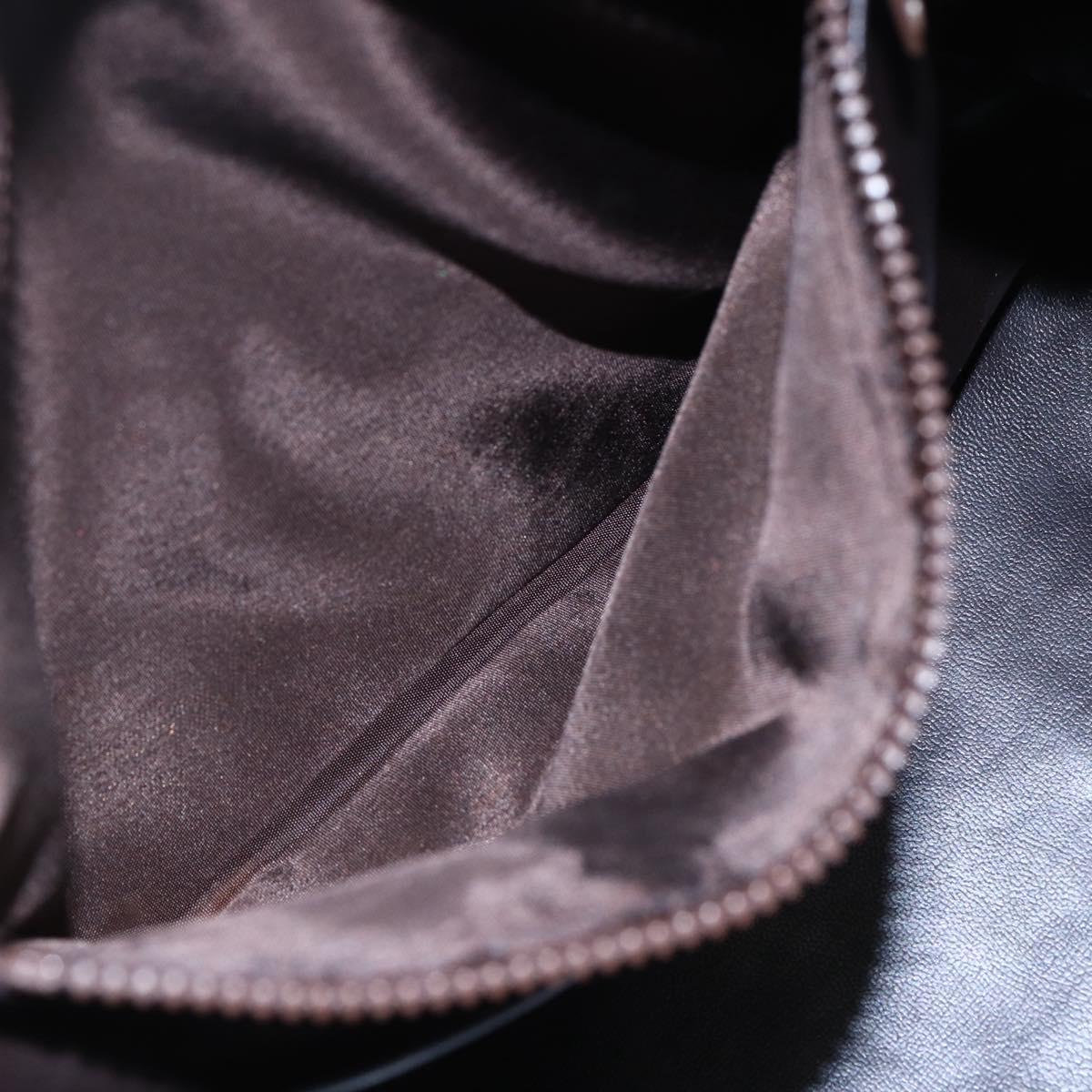 CELINE Macadam Canvas Hand Bag PVC Beige Dark Brown gold Auth 152874