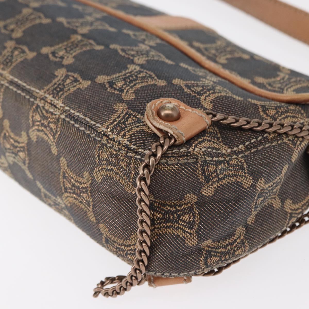 CELINE Paris Macadam Canvas Shoulder Bag Denim Blue Auth 152878