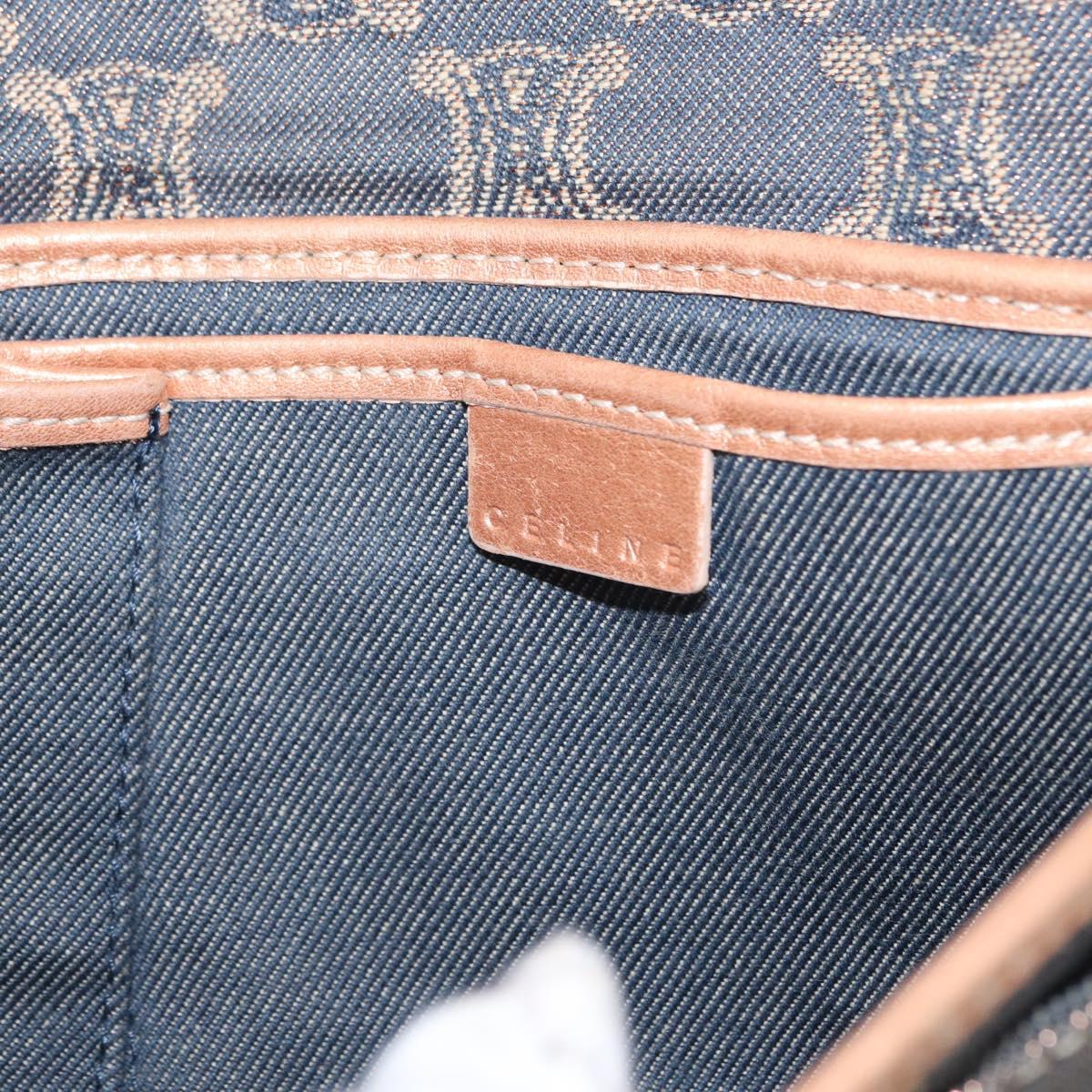 CELINE Paris Macadam Canvas Shoulder Bag Denim Blue Auth 152878