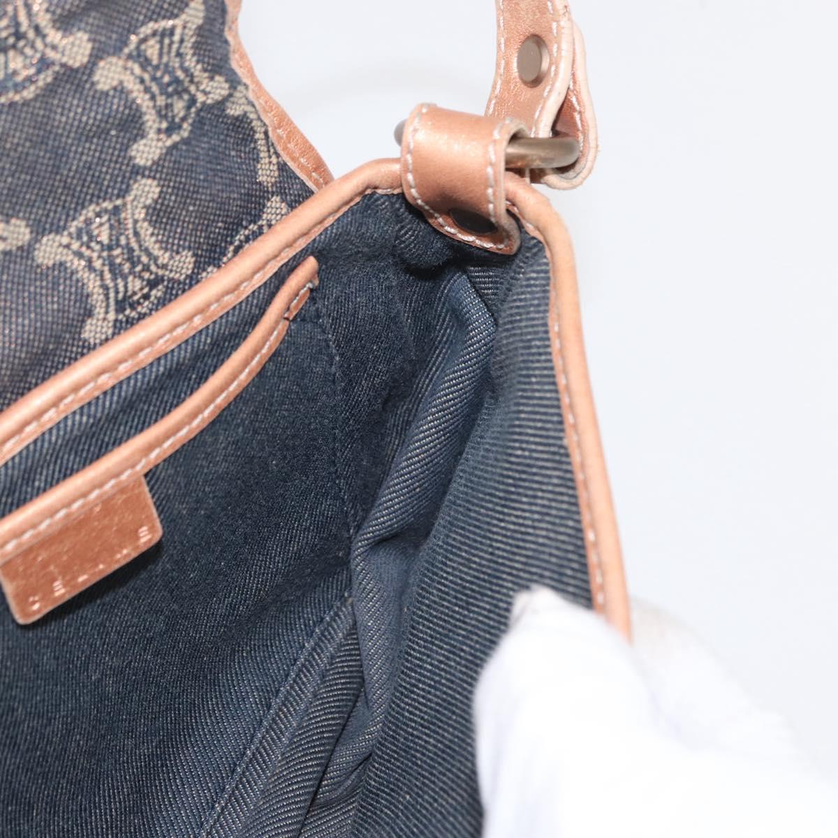 CELINE Paris Macadam Canvas Shoulder Bag Denim Blue Auth 152878