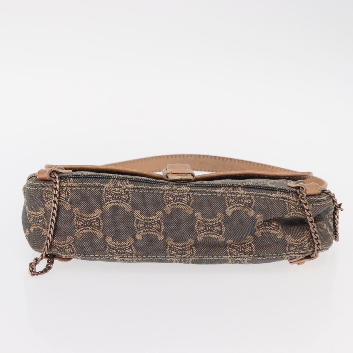 CELINE Paris Macadam Canvas Shoulder Bag Denim Blue Auth 152878