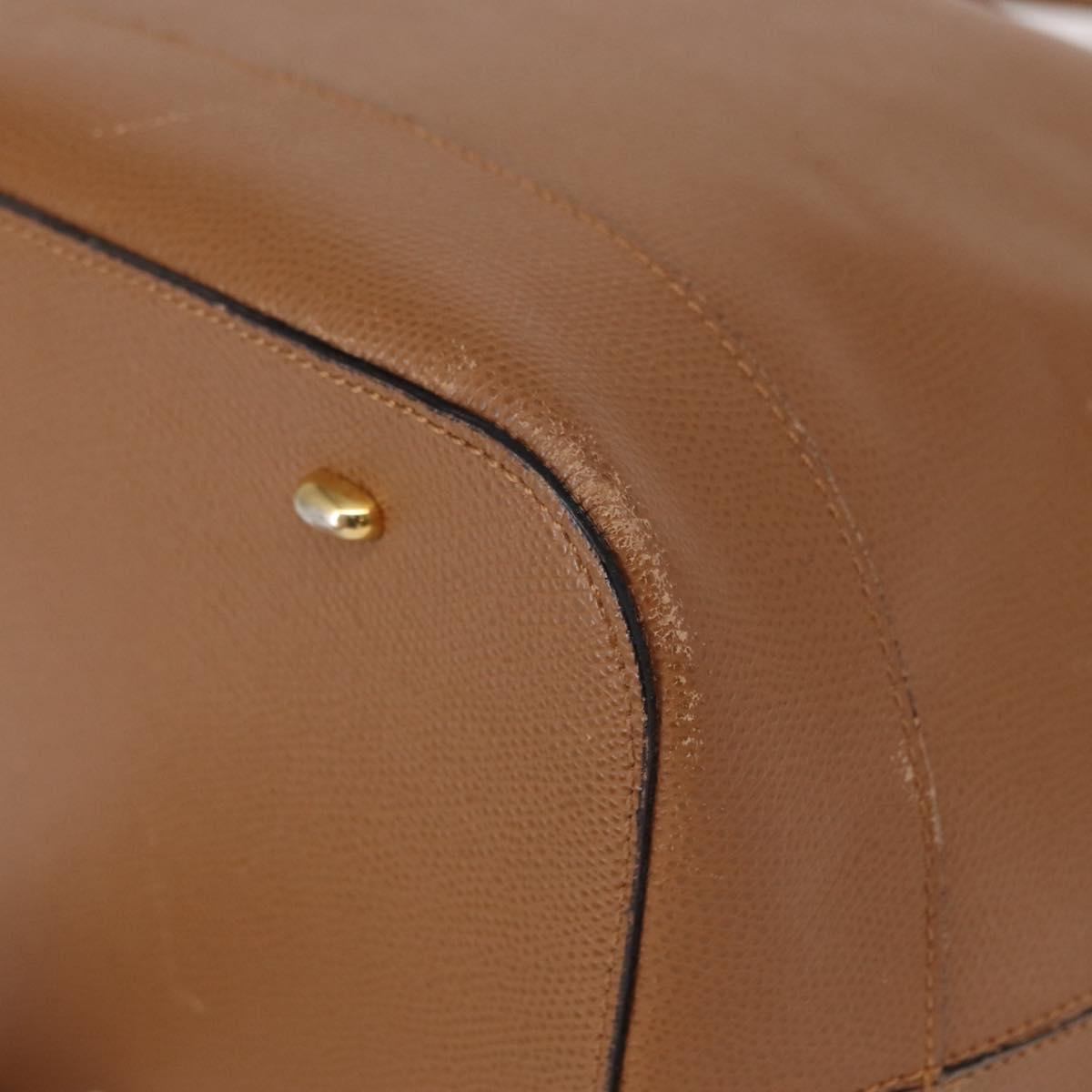 CELINE Shoulder Bag Leather Brown Gold Auth 152879