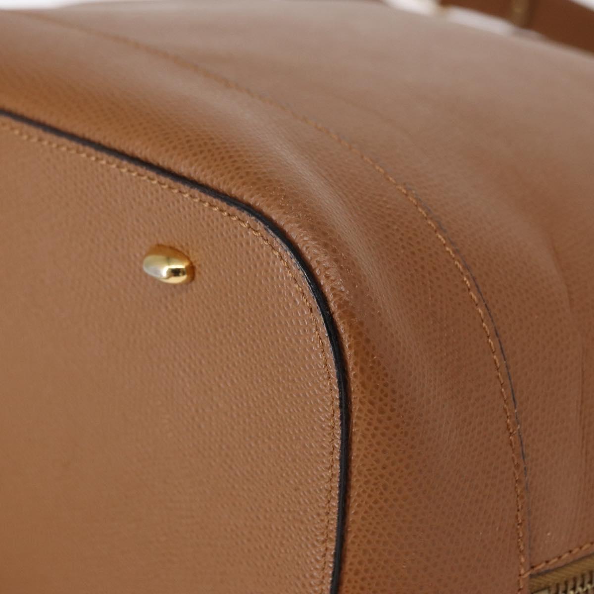 CELINE Shoulder Bag Leather Brown Gold Auth 152879