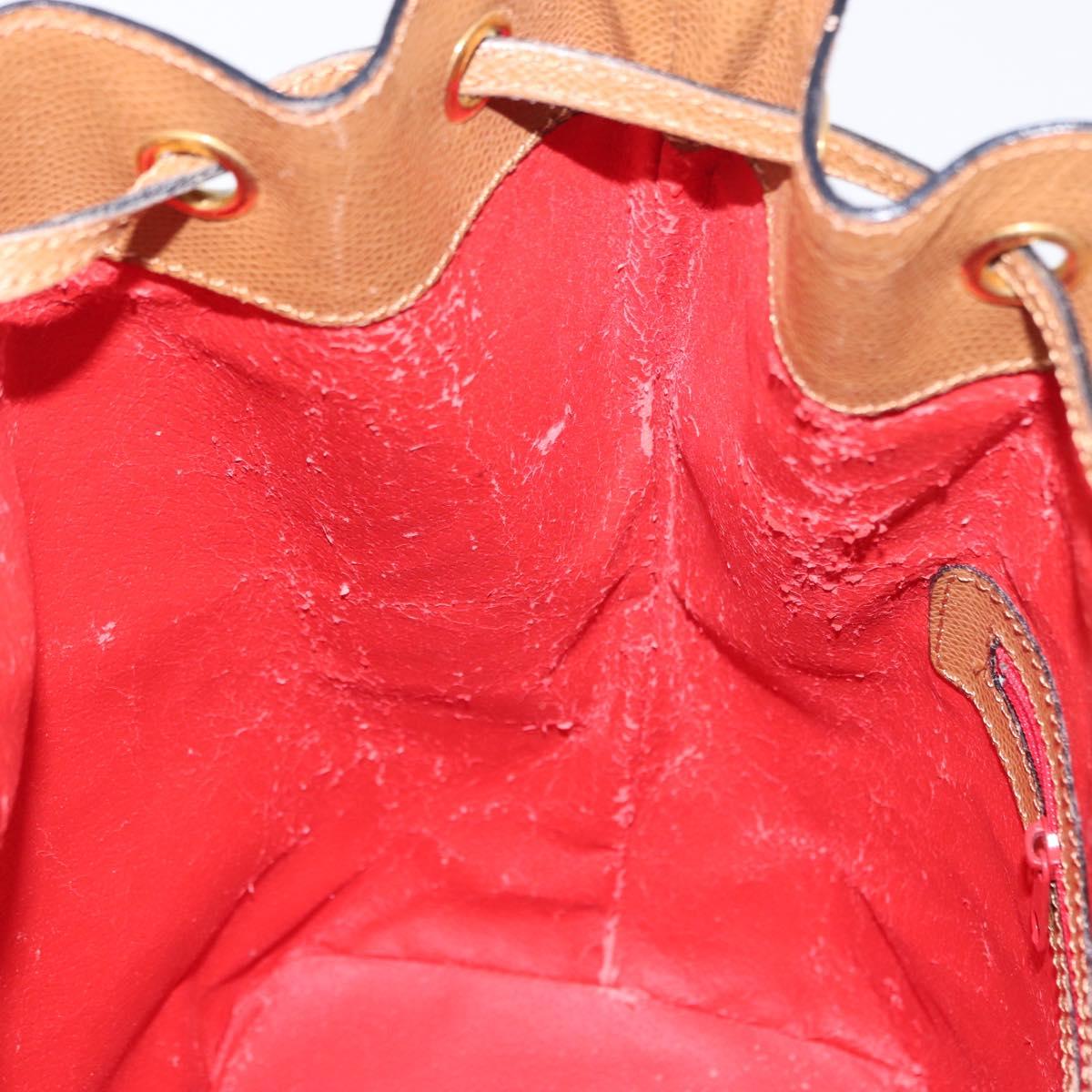 CELINE Shoulder Bag Leather Brown Gold Auth 152879