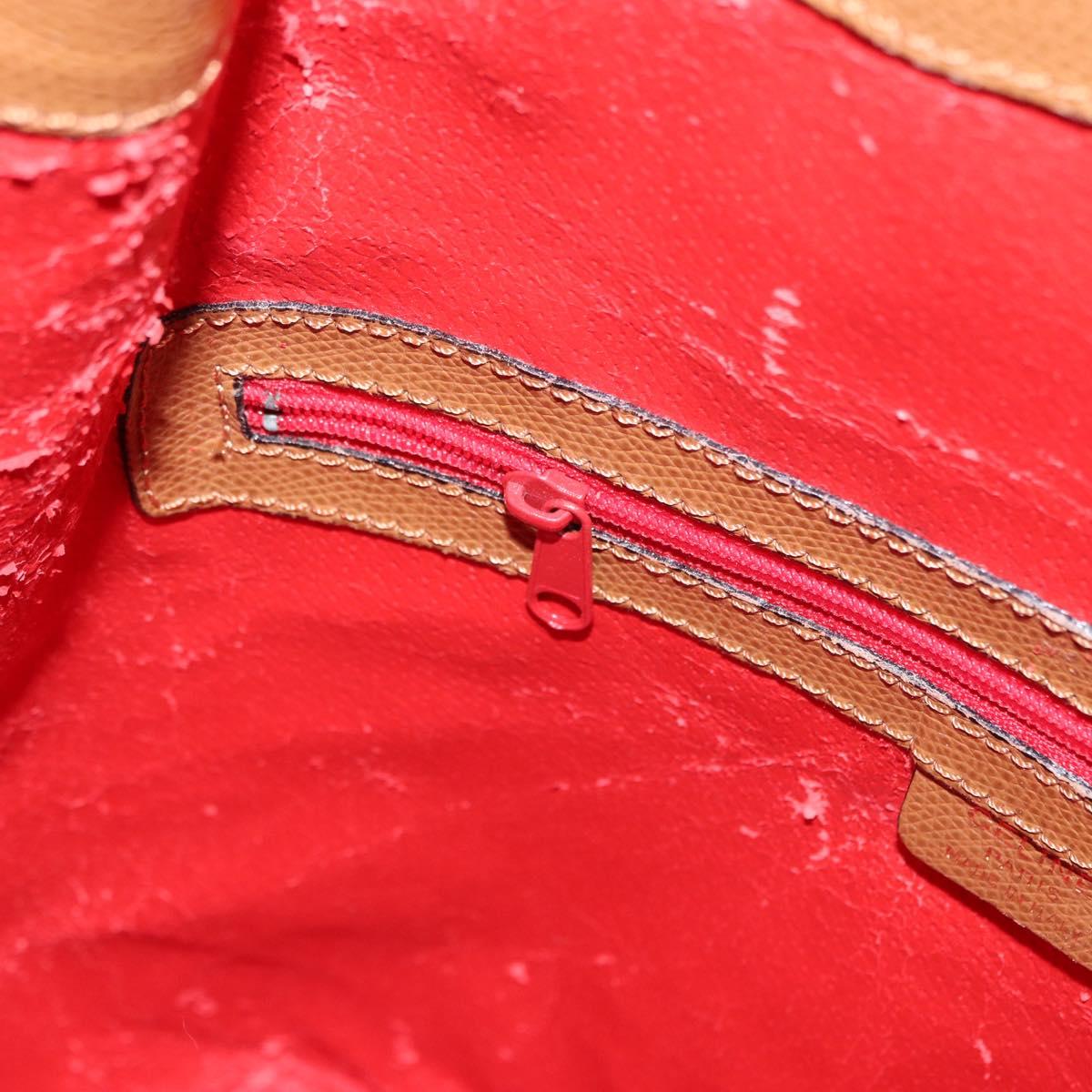 CELINE Shoulder Bag Leather Brown Gold Auth 152879