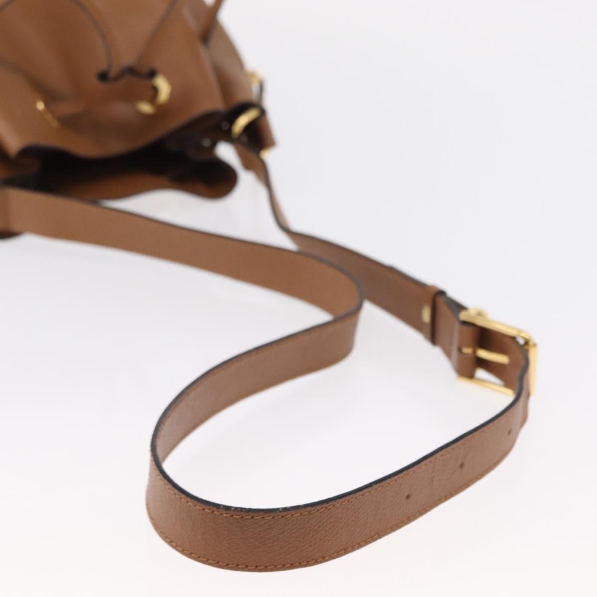 CELINE Shoulder Bag Leather Brown Gold Auth 152879