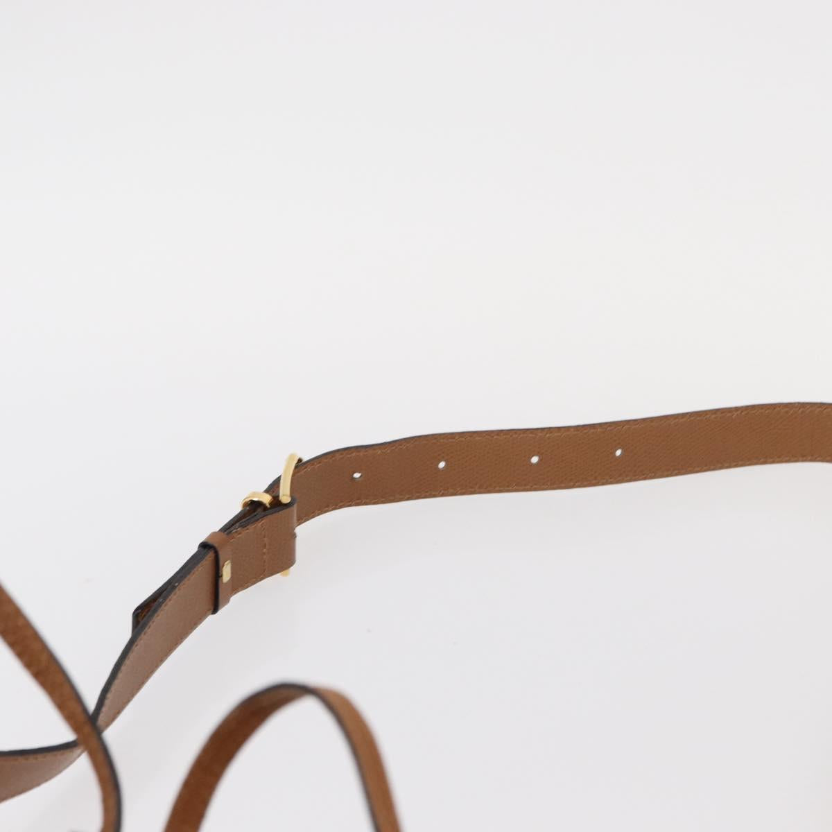 CELINE Shoulder Bag Leather Brown Gold Auth 152879