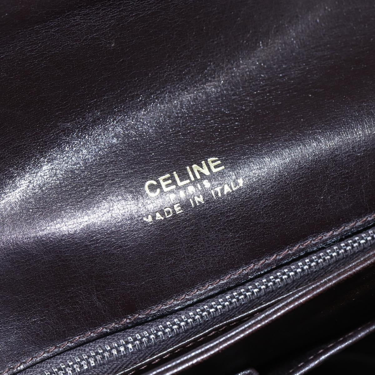 CELINE Shoulder Bag Leather Brown Gold Auth 152880