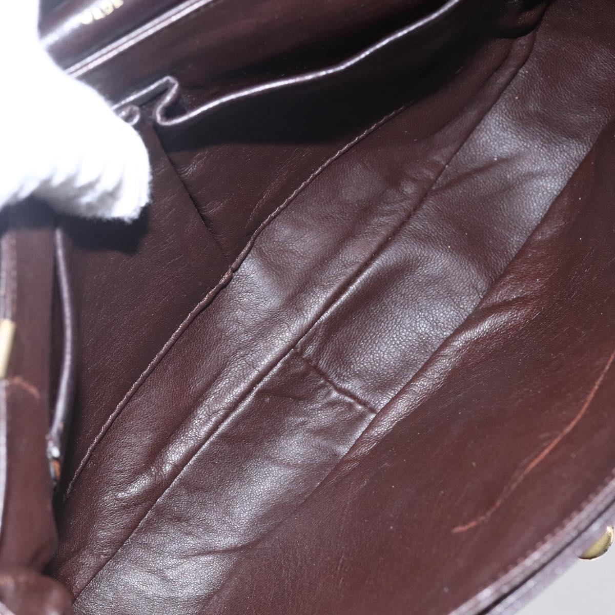 CELINE Shoulder Bag Leather Brown Gold Auth 152880