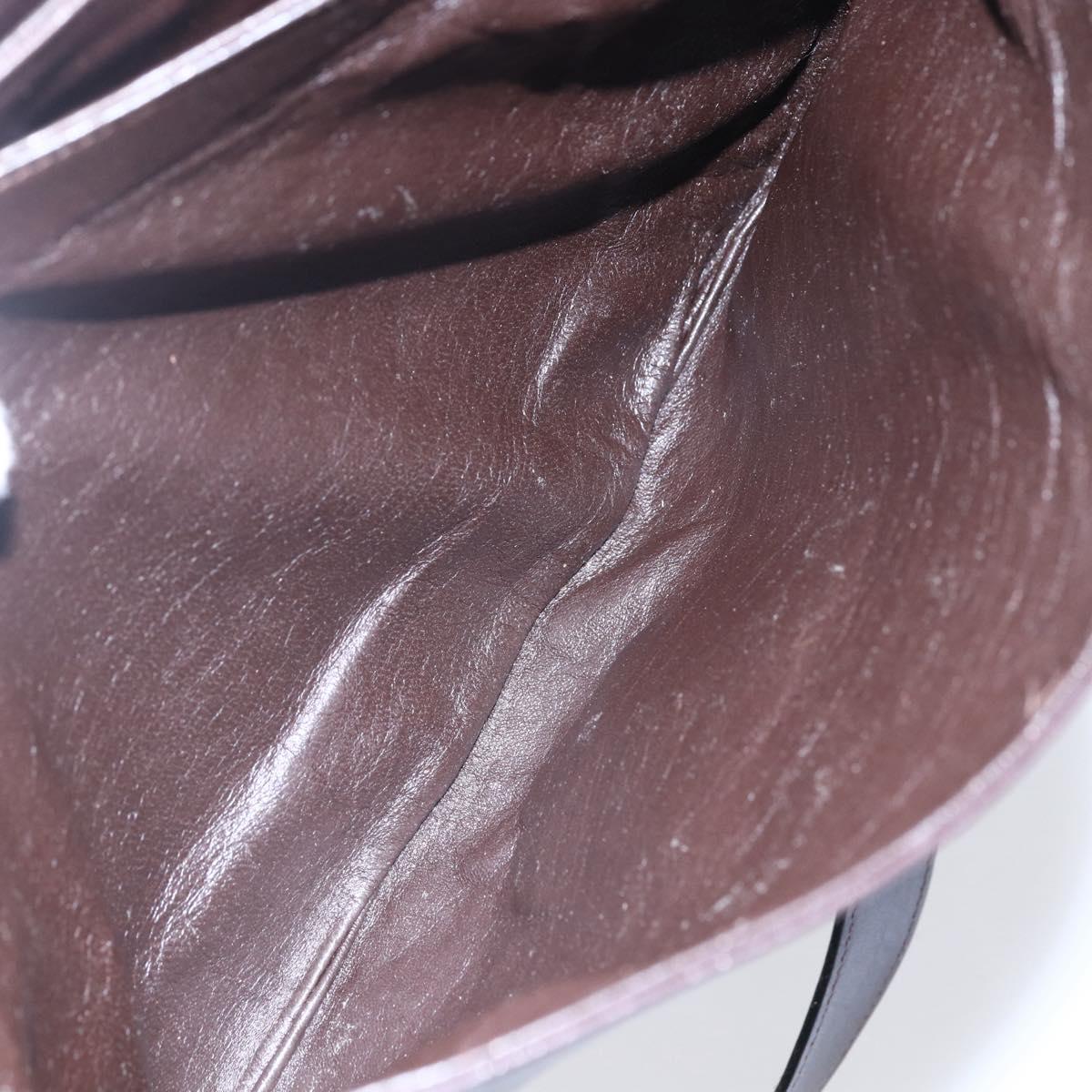 CELINE Shoulder Bag Leather Brown Gold Auth 152880