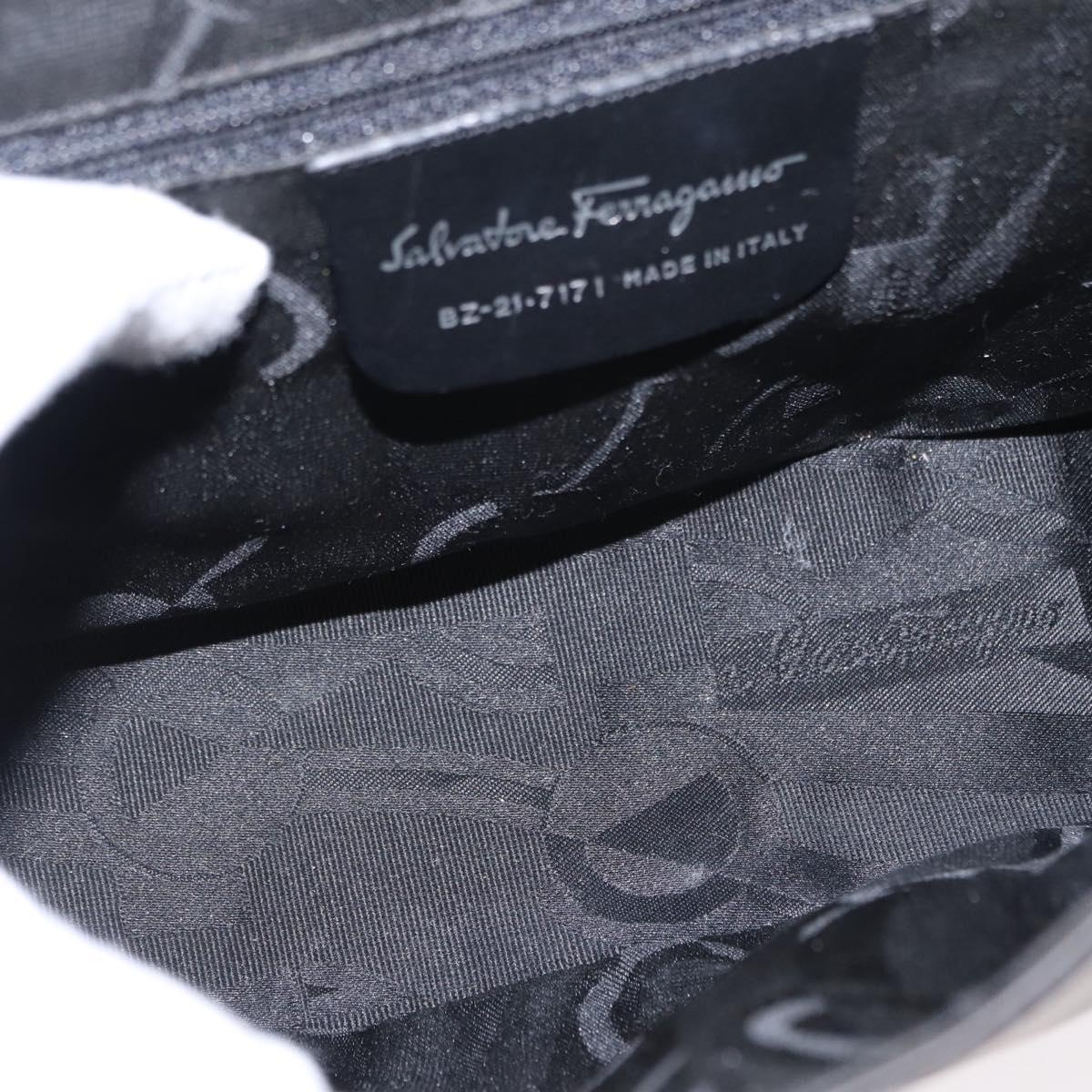 Salvatore Ferragamo Vala Shoulder Bag Leather Black Silver Auth 152882