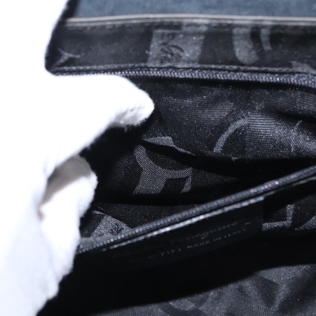 Salvatore Ferragamo Vala Shoulder Bag Leather Black Silver Auth 152882