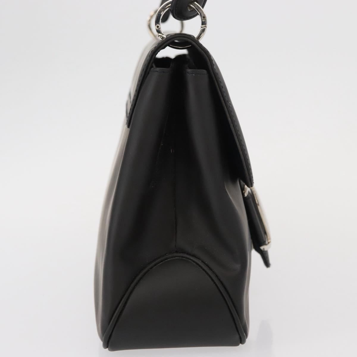 Salvatore Ferragamo Vala Shoulder Bag Leather Black Silver Auth 152882