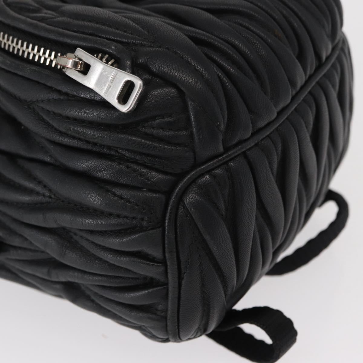 Miu Miu Matelasse Chain Shoulder Shoulder Bag Leather Black Silver Auth 152885