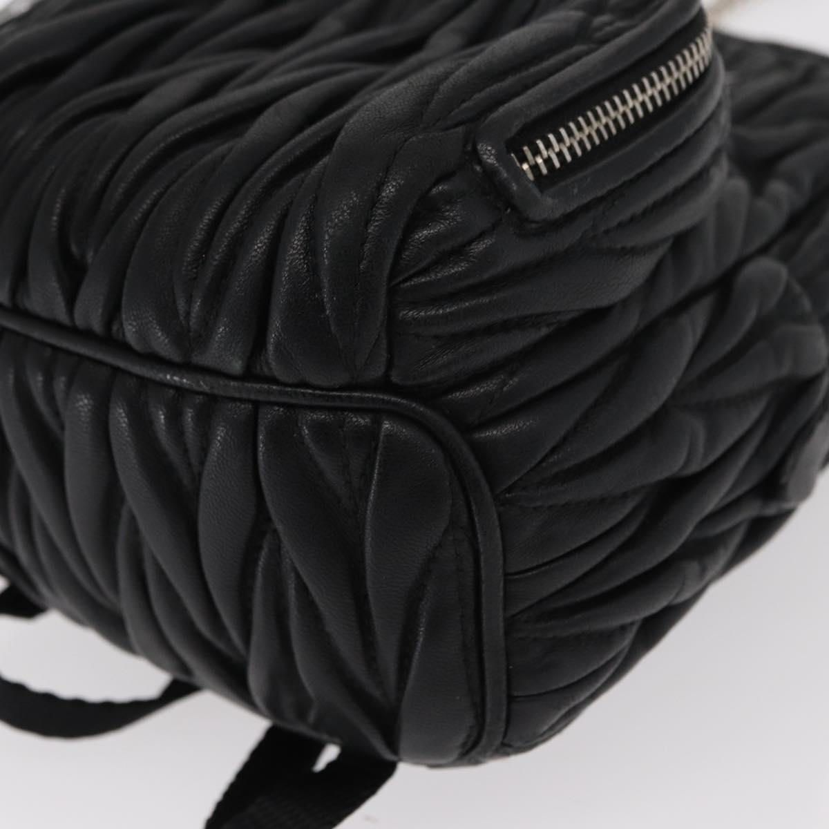 Miu Miu Matelasse Chain Shoulder Shoulder Bag Leather Black Silver Auth 152885