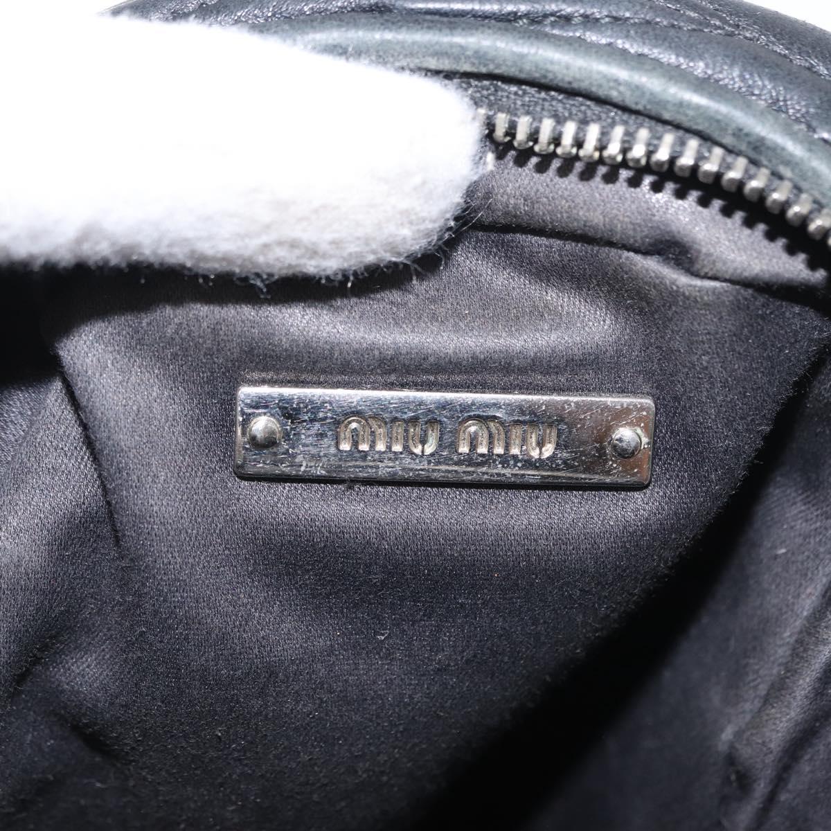 Miu Miu Matelasse Chain Shoulder Shoulder Bag Leather Black Silver Auth 152885