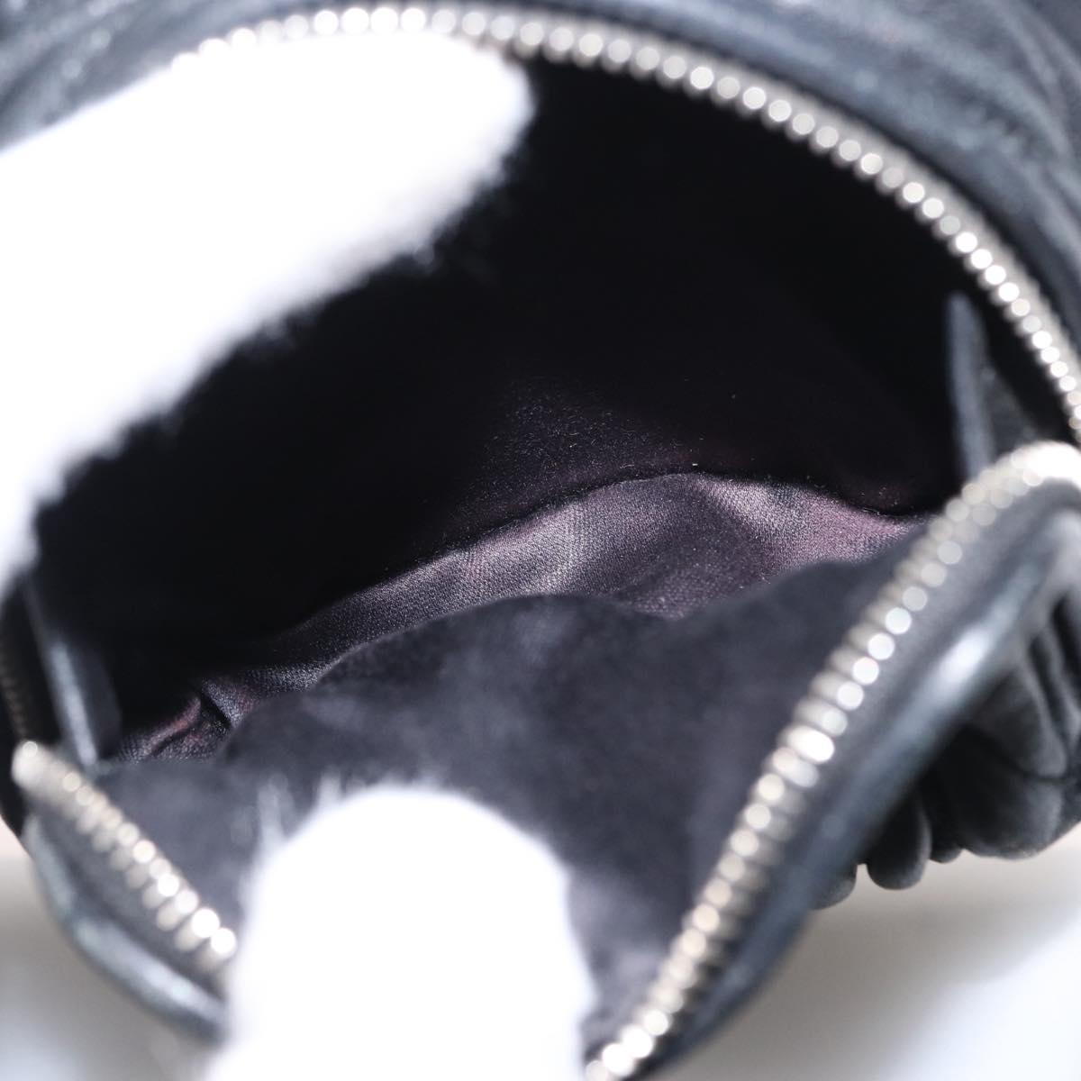 Miu Miu Matelasse Chain Shoulder Shoulder Bag Leather Black Silver Auth 152885