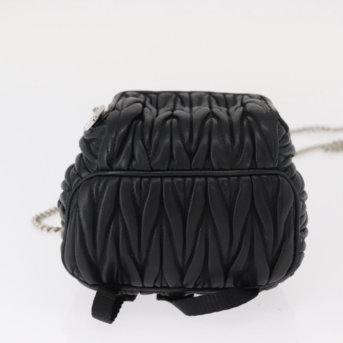 Miu Miu Matelasse Chain Shoulder Shoulder Bag Leather Black Silver Auth 152885