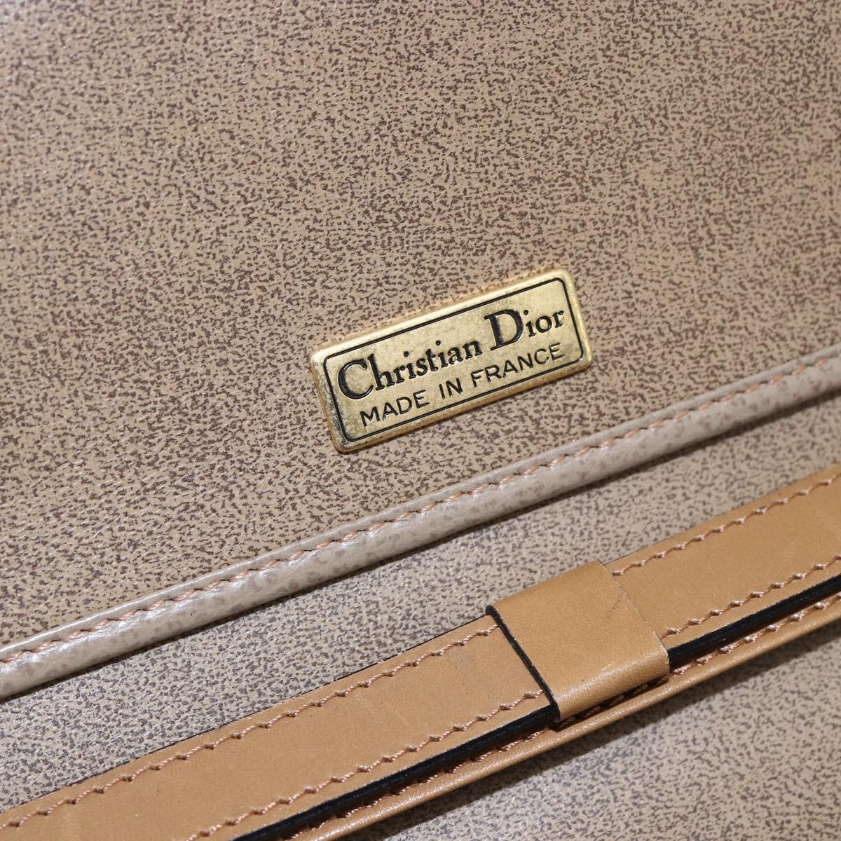 Christian Dior Shoulder Bag Leather Brown gold Auth 152886