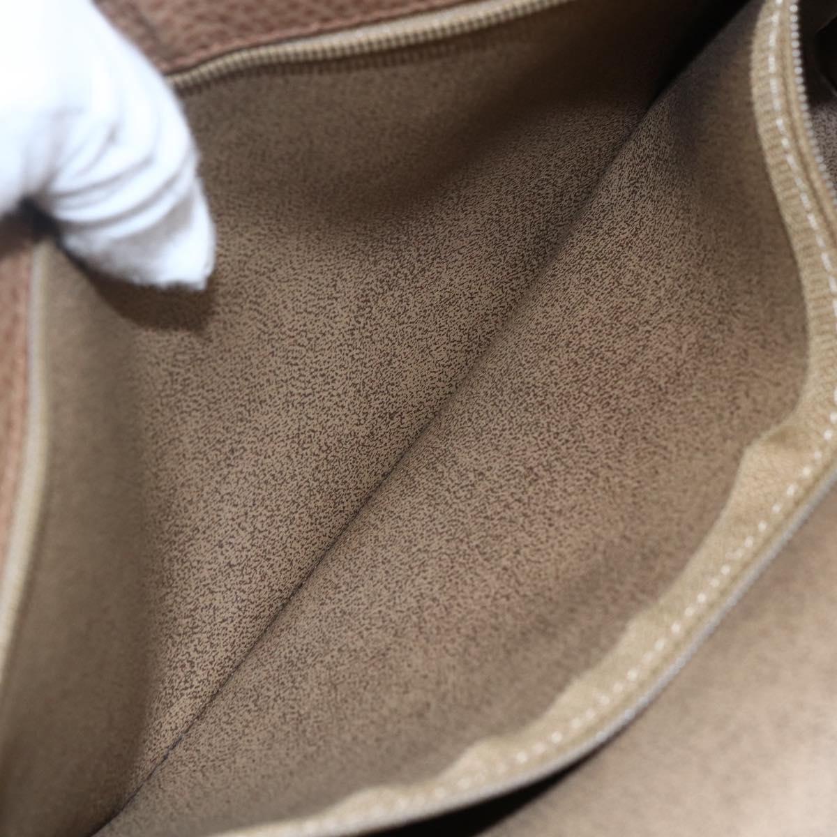 Christian Dior Shoulder Bag Leather Brown gold Auth 152886