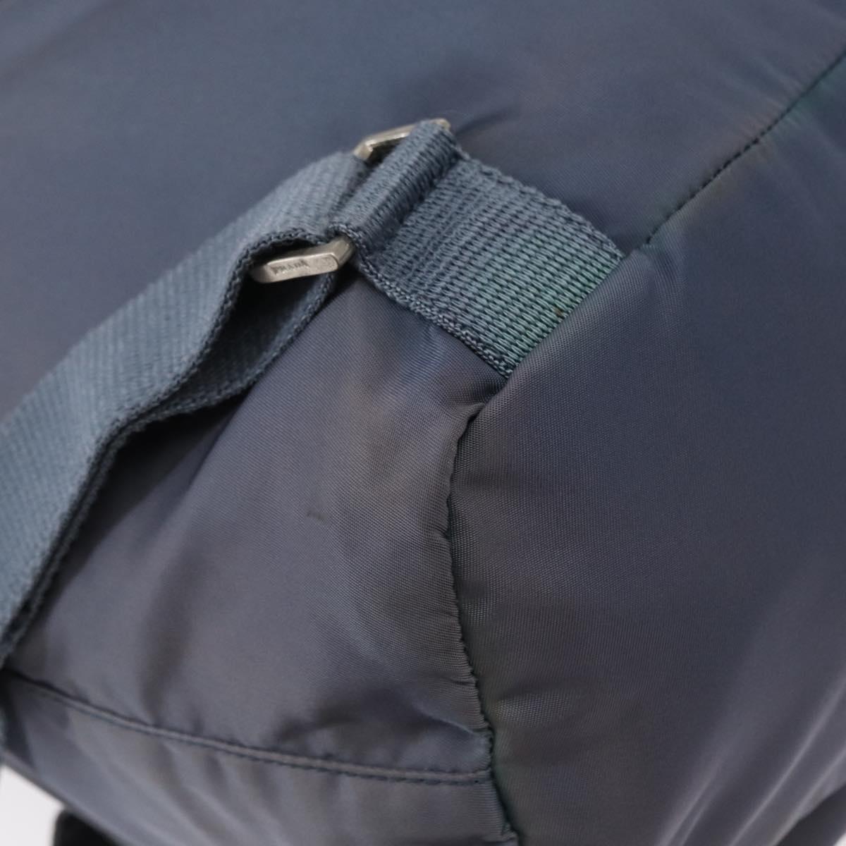 PRADA Backpack Nylon Blue Silver Auth 152888