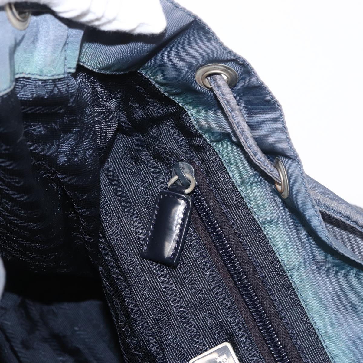 PRADA Backpack Nylon Blue Silver Auth 152888