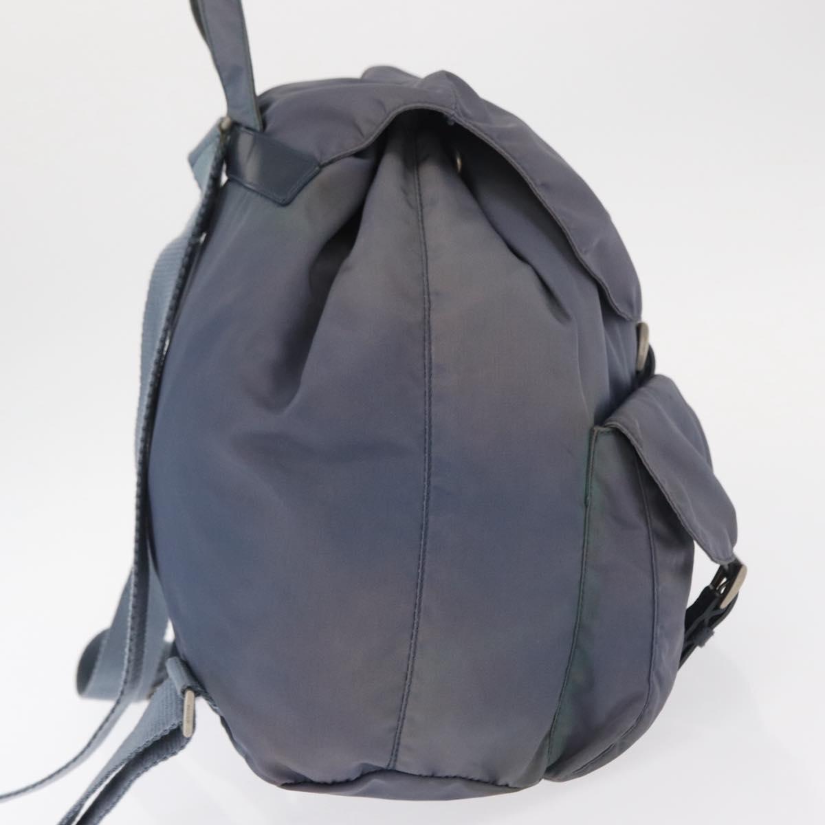 PRADA Backpack Nylon Blue Silver Auth 152888
