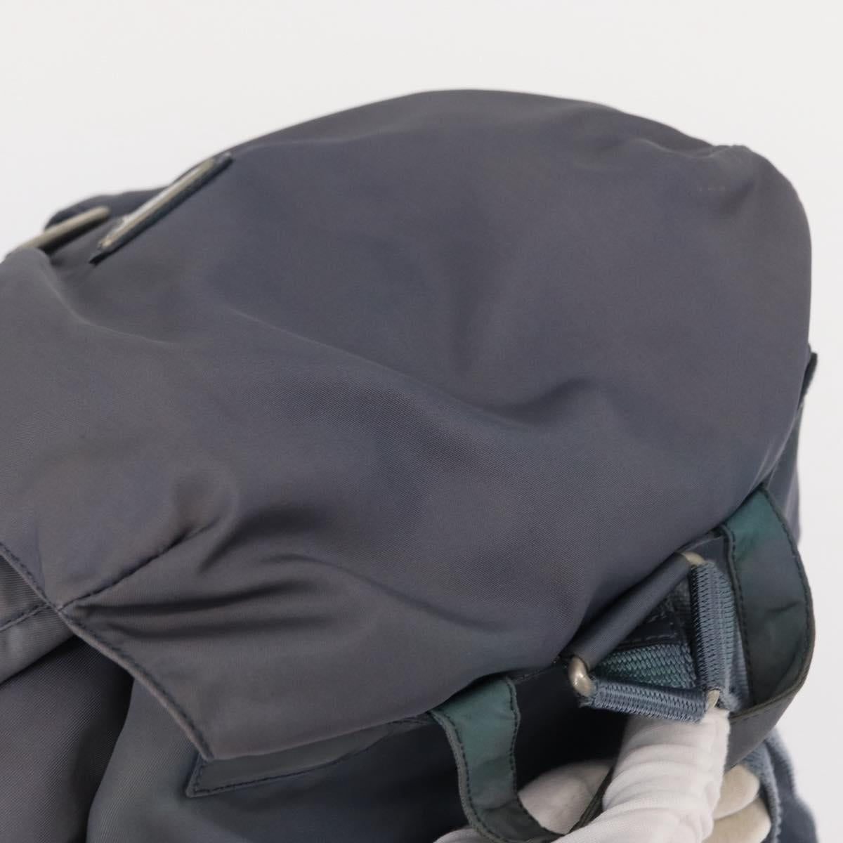 PRADA Backpack Nylon Blue Silver Auth 152888