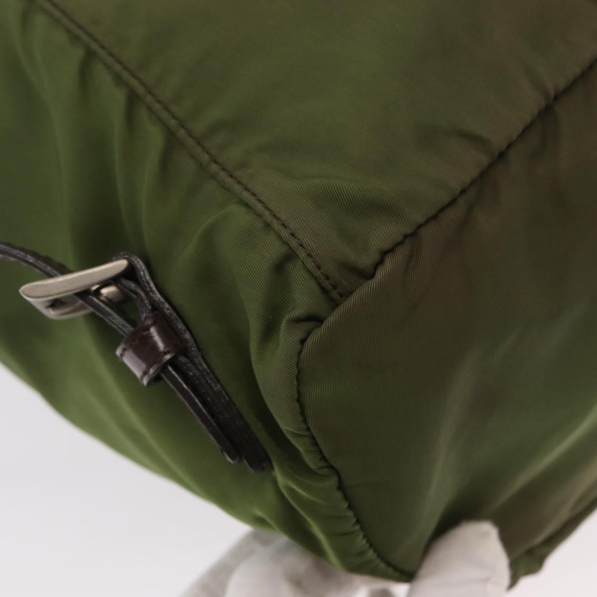 PRADA Backpack Nylon Khaki Silver Auth 152889