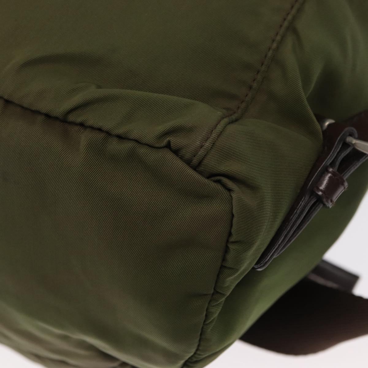 PRADA Backpack Nylon Khaki Silver Auth 152889