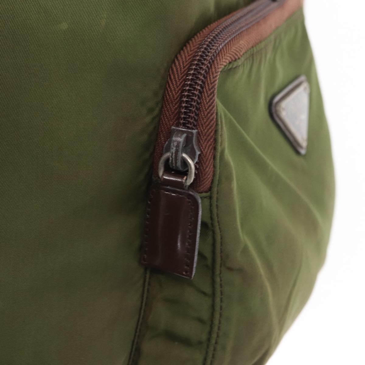PRADA Backpack Nylon Khaki Silver Auth 152889