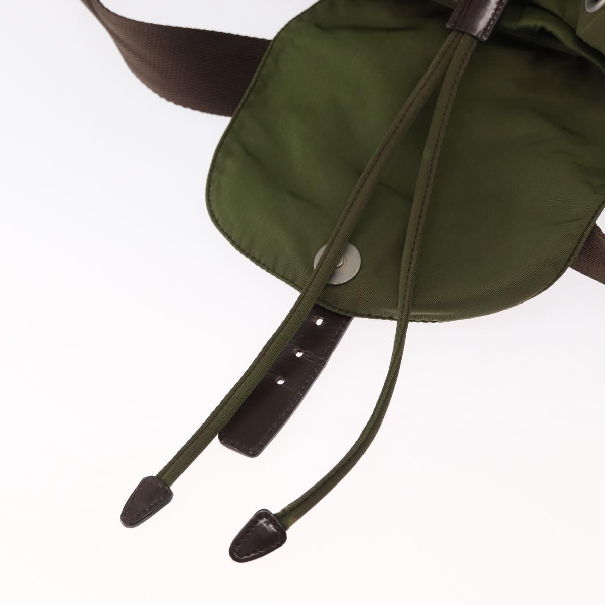 PRADA Backpack Nylon Khaki Silver Auth 152889
