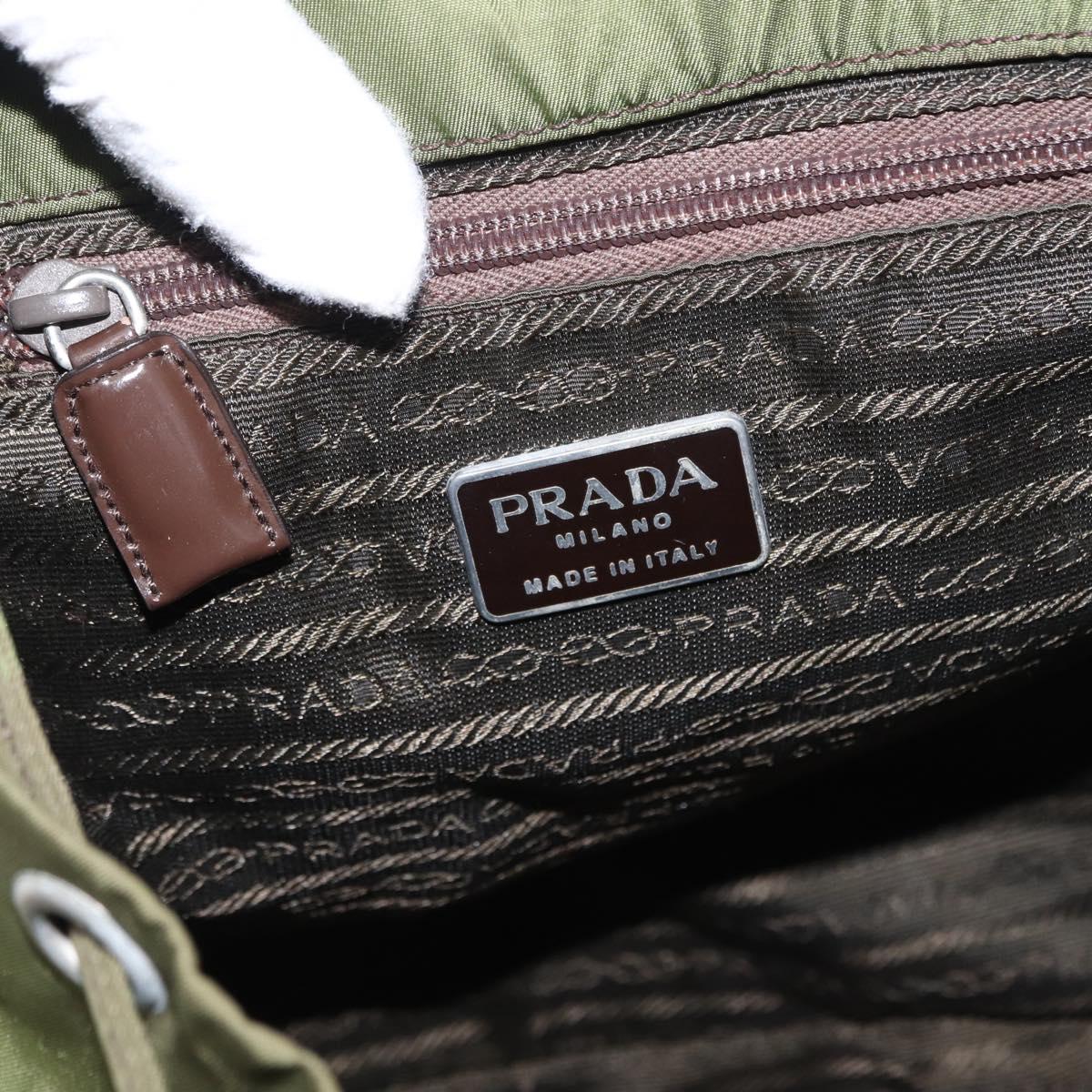 PRADA Backpack Nylon Khaki Silver Auth 152889